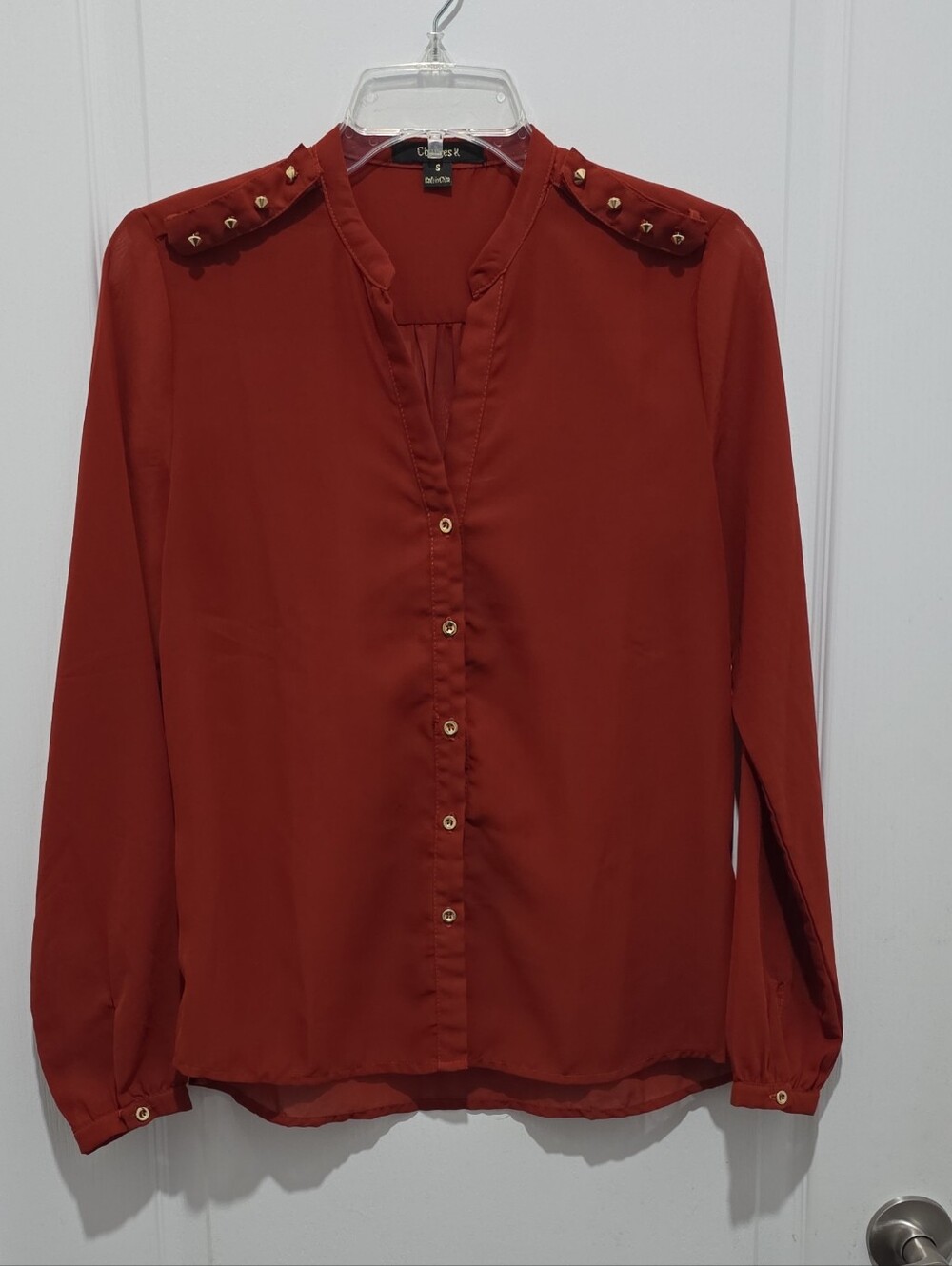 Chances R Chic Rust Button-Front Women's Blouse #K0241
